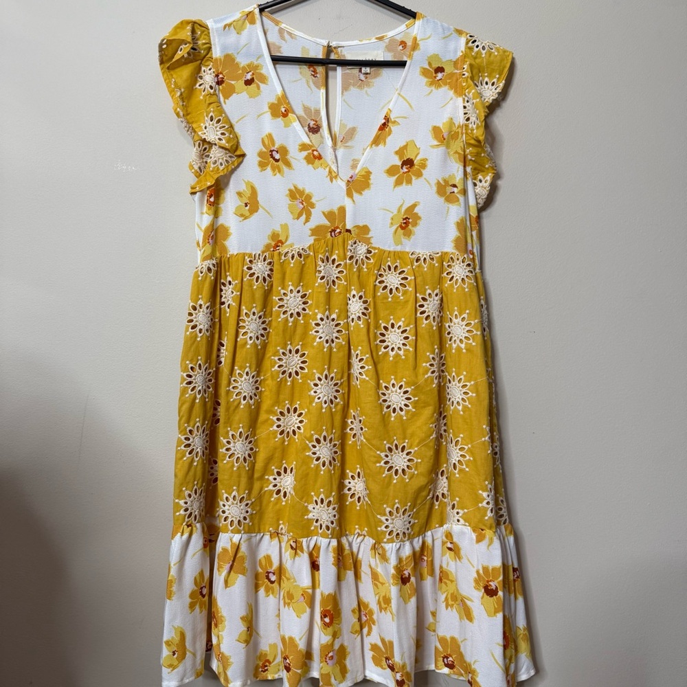MELLODAY Yellow and White Floral Women’s Dress